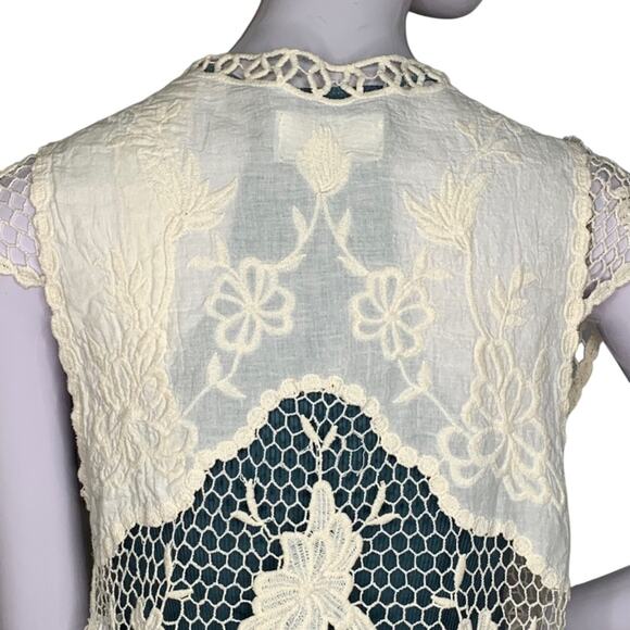 Free People Worn on TV Crochet Vest Cover Up Cream Size One Size - Picture 9 of 16